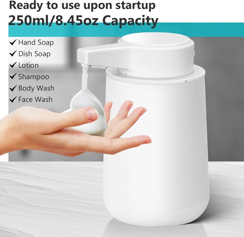 Phneems Automatic Soap Dispenser Foaming Touchless: 9oz Plastic White Modern Rechargeable Electric Auto Foam Soap Dispenser - Bathroom Kitchen Hand Dish Lotion - Image 5